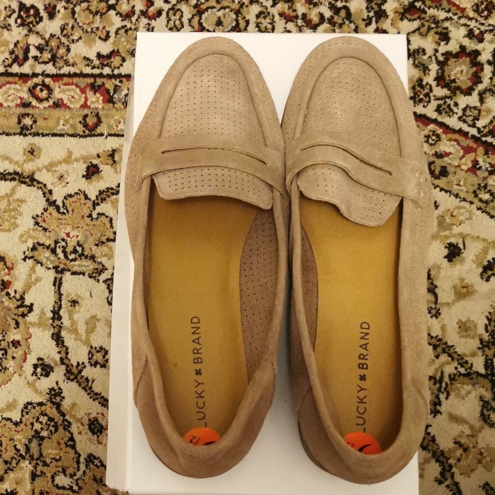 Lucky Brand Taupe Suede Loafer Shoes